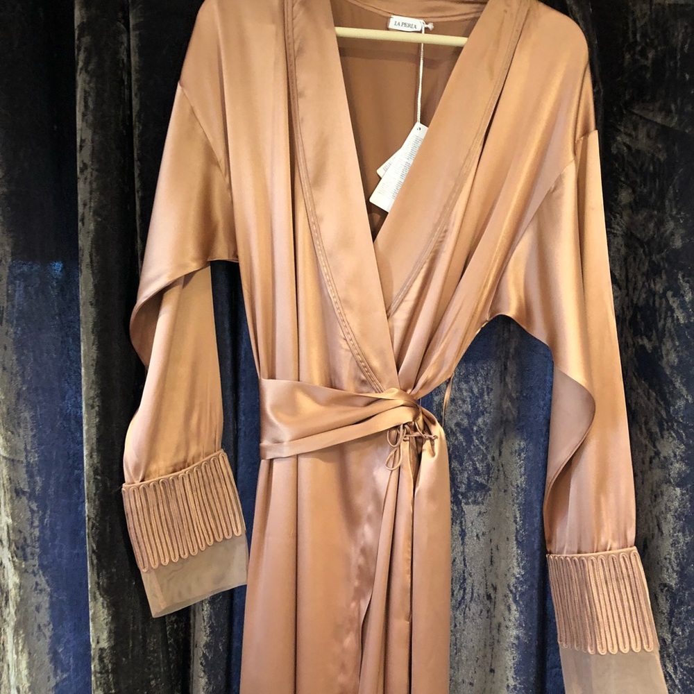 La Perla Zigzag Soutache Silk Long Robe Medium